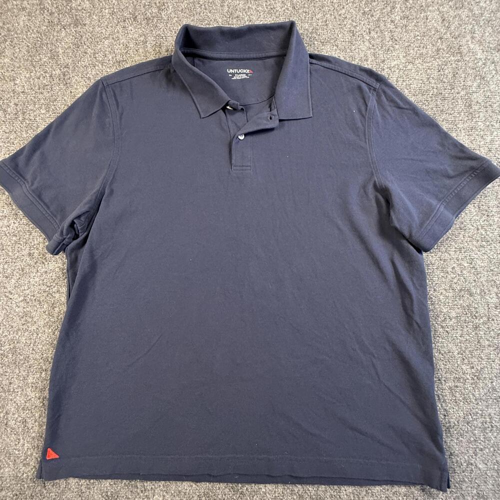 UNTUCKit Mens Navy Blue Pima Cotton Short‎ Sleeve Polo Shirt XL #1777